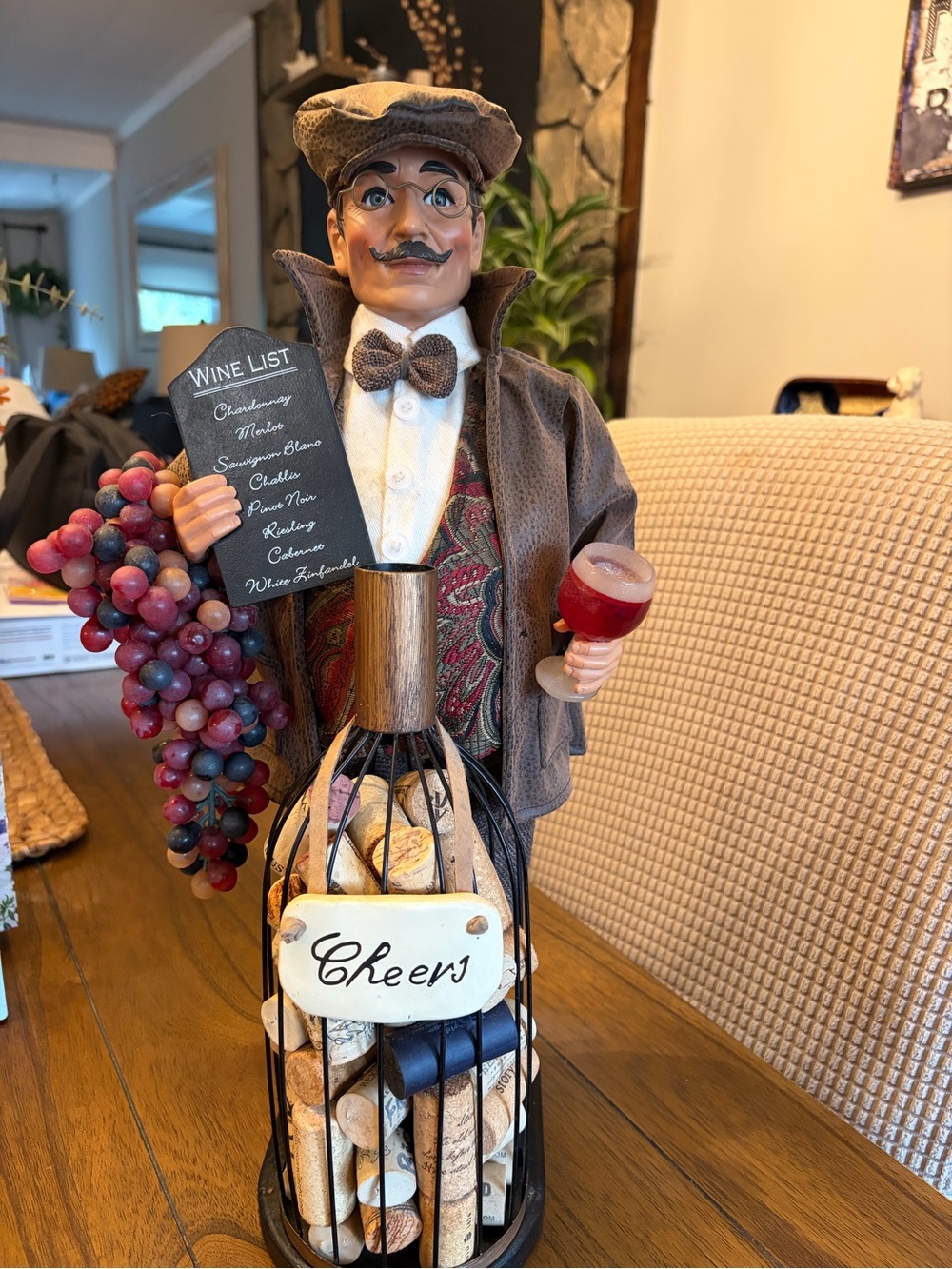Sommelier Wine Cork Holder Figurine – Brown